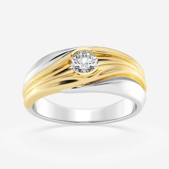 1/2 ctw Round Lab Grown Diamond Men's Solitaire Wedding Band - Picture 3 of 6